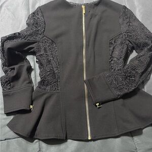 XOXO Black Lace Detail Women's Blazer